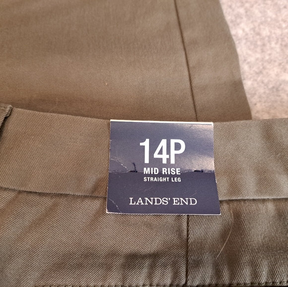 NWT Lands End Mid RISE Pants Size 14P Petite Green Stretch Cotton - Picture 4 of 13